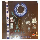 VINTAGE NATIVE AMERICAN STYLE SEED BEAD JEWELRY TO INCLUDE NECKLACES, EARRINGS, BRACELETS,  ETC..