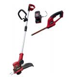 BAUER BATTERY OPERATED 20V TOOL SET: CORDLESS SHEAR/SHRUBBER (5/16” MAX BRANCH SIZE) - WORKING, 8100 RPM STRING TRIMMER - WORKING; 1 BATTERY W/ CHARGER