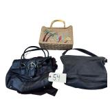 3 COACH HANDBAGS, 1 WOVEN HANDBAG