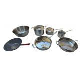 STAINLESS STEEL COOKWARE: 13-QUART MIXING BOWL, CERAPAN TITAN WOK, MEMBER’S MARK 3-QUART COOKING POT W/ LID, MEMBER’S MARK 8-QUART COOKING POT W/ LID, MEMBER’S MARK 1.5-QUART COOKING POT W/ GLAS