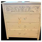 4-DRAWER PAINTED WHITE CHEST - APPROX. 38” TALL X 34” WIDE X 18” DEEP