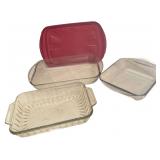 Glass Baking Dishes With Red Plastic Lid