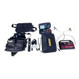 DEAD IN TOOLS TOOL BELT, DEWALT PLANNER W/ BUILT-IN CALCULATOR, CEN-TECH CABLE TRACKER, INTELLIGENT PULSE REPAIR CHARGER