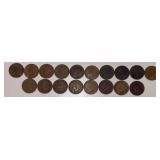 18 U.S. INDIAN HEAD PENNIES, ALL 1896 DATES