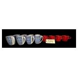 8 VANCASSO PORCELAIN MUGS, 4 FIESTA USA MUGS