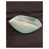 Alabaster Blue Art Glass Swirl Abstract Bowl