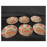 Arita Imari Red Peacock porcelain bowls