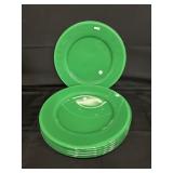 Very Heavy Green Glass LOVE Chargers Set 6