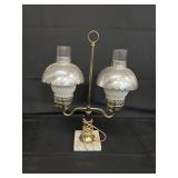 Double Arm Brass Student Lamp Marble Base