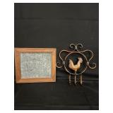 Punched Tin Framed Print/Wrought Iron Wall Hook