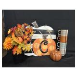 Fall Decor Lot-Door Hanger/Mugs and more