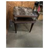 Italian Walnut Burl Marble Side Table-Very Heavy