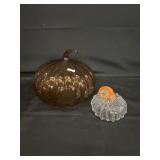 Handblown Glass Pumpkin lot of 2