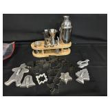 Vintage Cookie Cutters/Bamboo Cocktail Shaker Set