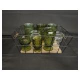 Indiana Whitehall Glass and metal wood basket