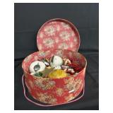 Vintage Hat Box w/Christmas Ornaments