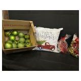 Christmas Lot-pillow/bows/ornaments