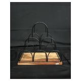 Wrought Iron and Wood Wine Rack