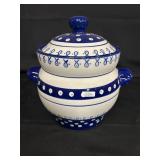 Kent Pottery Blue White Ceramic Canister