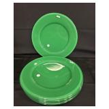 Set 6 Very Heavy Green Glass LOVE Chargers