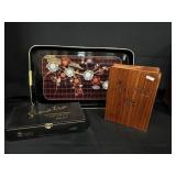 Japanese Laquerware Tray/Wood Bible Box/Cigar Box