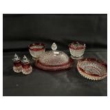 Indiana Glass Diamond Point Ruby Flash Lot