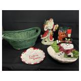 Christmas Lot-serving pieces/basket/statue