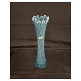 Jefferson Blue Opalescent Diamond/Thumbprint Vase