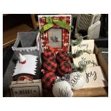 Christmas Lot-ornaments/frame/tissue holder