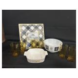 Vintage Kitchen Lot-corning ware/glasses more