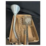 Box Lot-Vintage Tools, Utensils, RR Tie