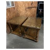 Vintage Wooden End Tables/Glass Top