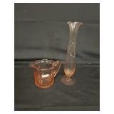 Heisey Pitcher/Pink Depression Bud Vase