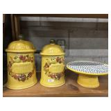 Canister/Cake Plate Lot-small chip on one canister