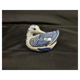 Vtg Chinese Blue White Duck Trinket Dish