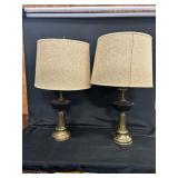 Brass/Dark Purple Glass Possibly Murano Lamps