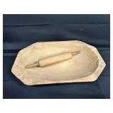 Vintage Large Wooden Dough Bowl/Rolling Pin Lot