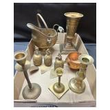Brass Lot-Candleholders/Bells/Scuttle Bucket