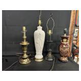 Ceramic/Brass/Wrough Iron Lamp Lot-working-NO SHIP
