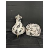 Abstract Marble Glaze Ceramic Wall Fountain w/basn