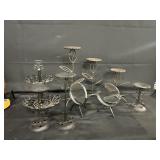 Wrought Iron Candle Holder/Tidbit Tray Lot