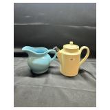 Hall Pottery Teapot/Unmarked Pottery Pitcher