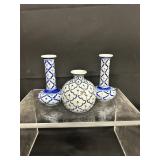 Blue and White Chinoiserie Bud Vases
