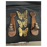 Wooden Heart Sconces/Brass Metal Butterfly