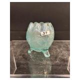 Northwoods Carnival Glass Rose Bowl Icy Blue
