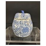 Blue/White Chinoiserie Pumpkin Shaped Ginger Jar