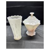 Anchor Hocking Milk Glass Candy Dish/Vase