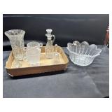 Crystal/Glass Lot-Cruet/Bell/Vase/Bowl