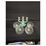 Heisey Waverly 3 Light Candelabra/Fostoria Holders