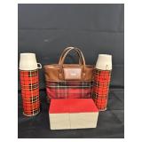 1960s Thermos King-Seeley red plaid picnic set